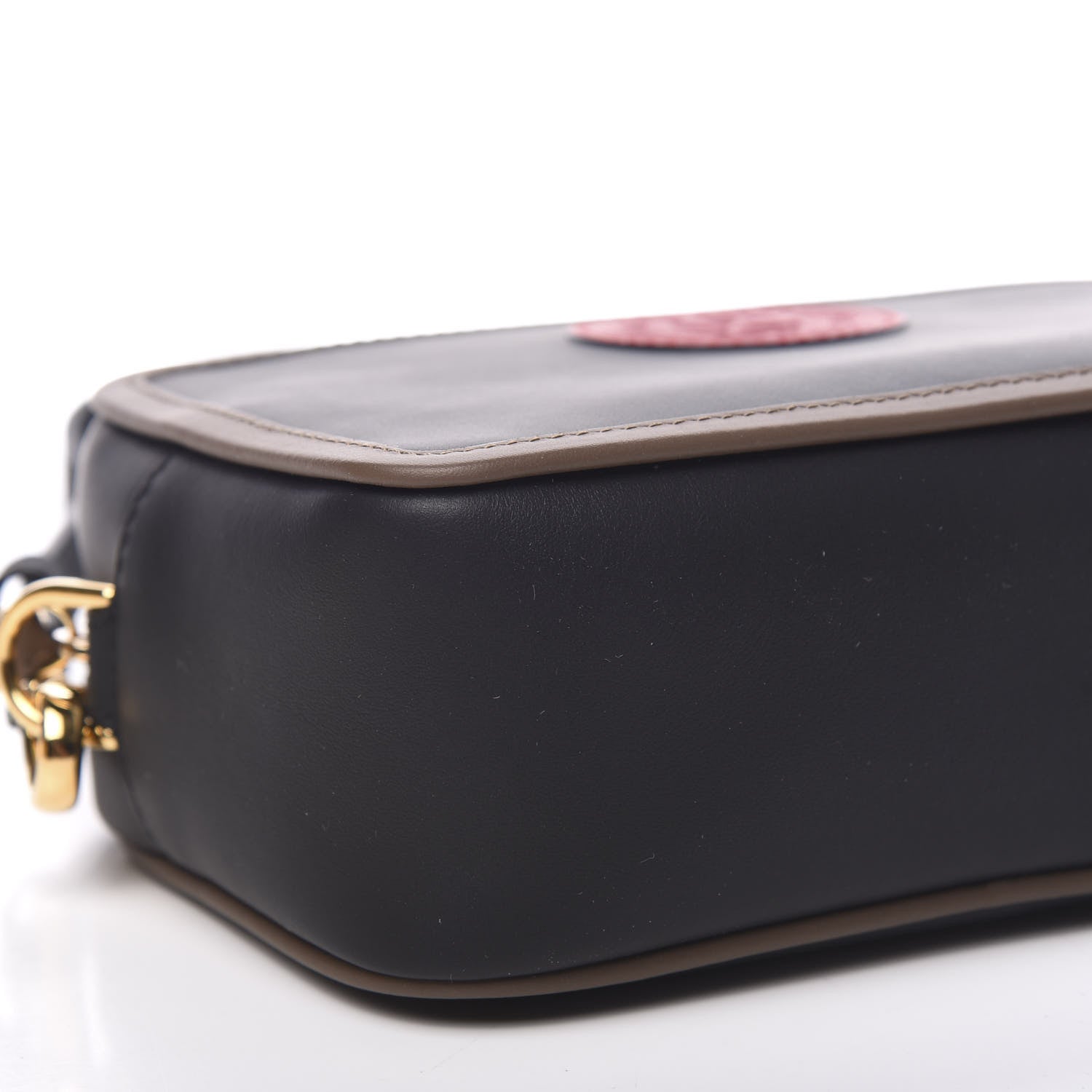 Fendi Vitello Century Matte Stamp Patch Bi-Color Mini Camera Case Black Maya Fragola 8 of 10