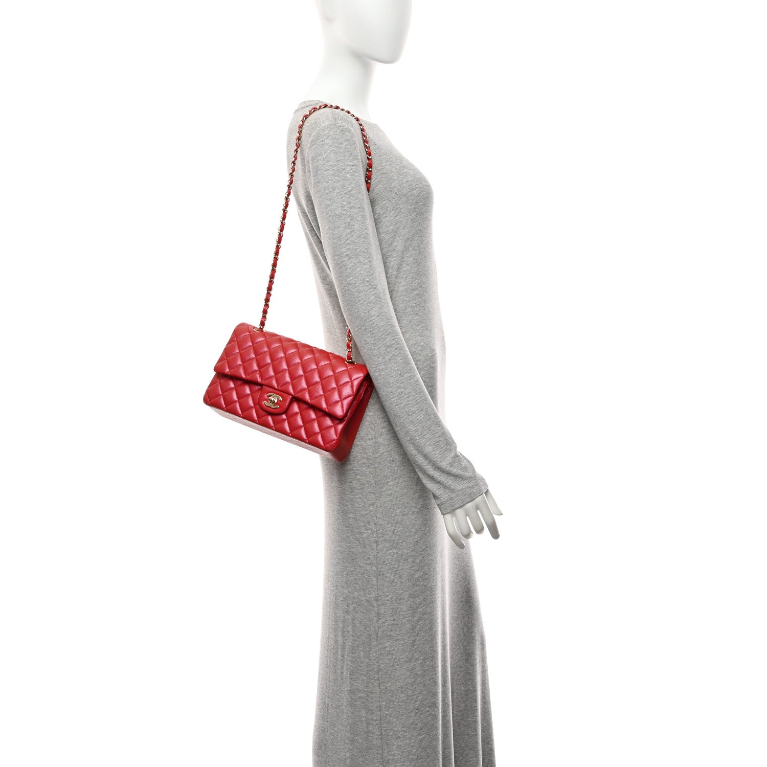 Chanel Iridescent Caviar Quilted Medium Double Flap Red 2 of 10