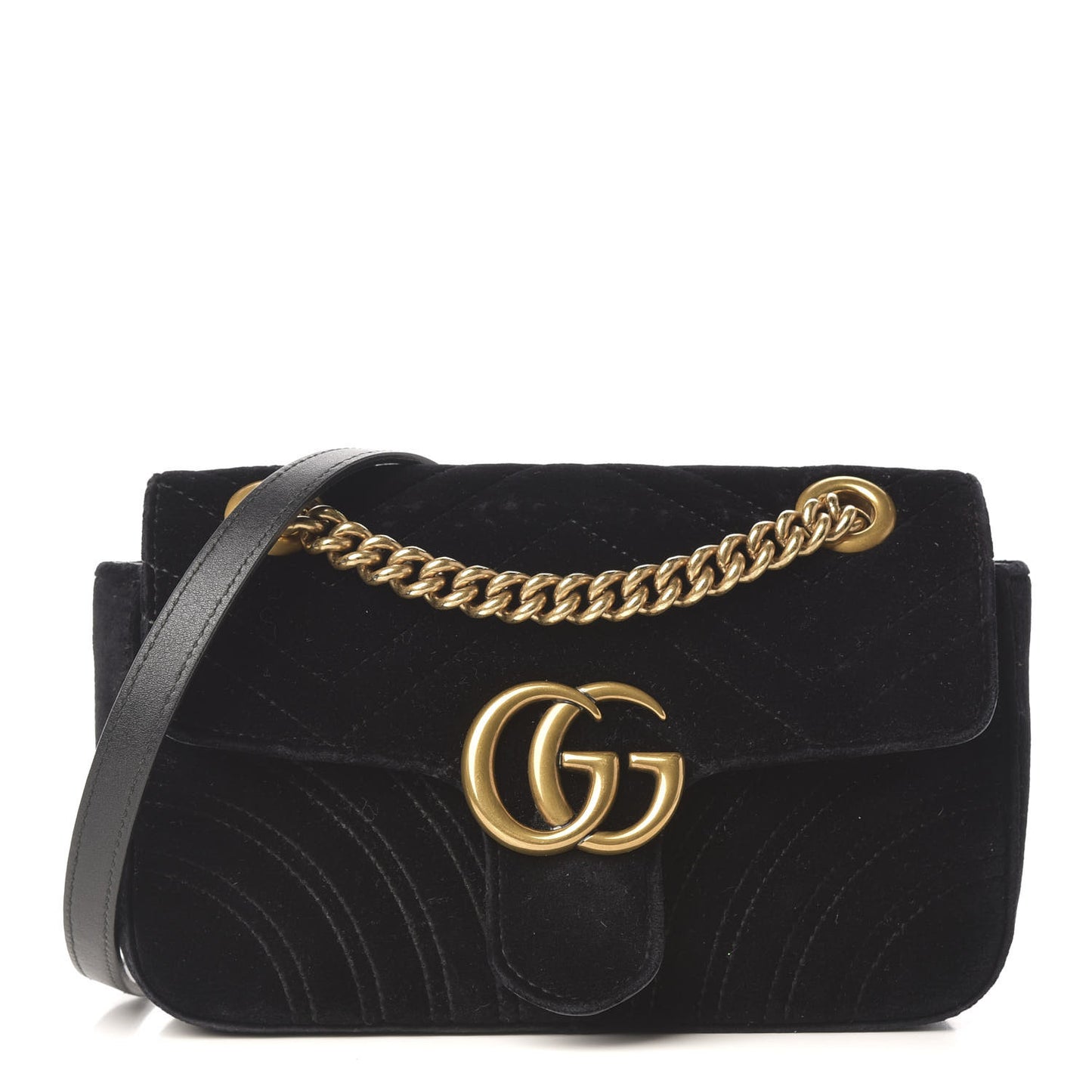 Velvet Matelasse Mini GG Marmont Shoulder Bag Black