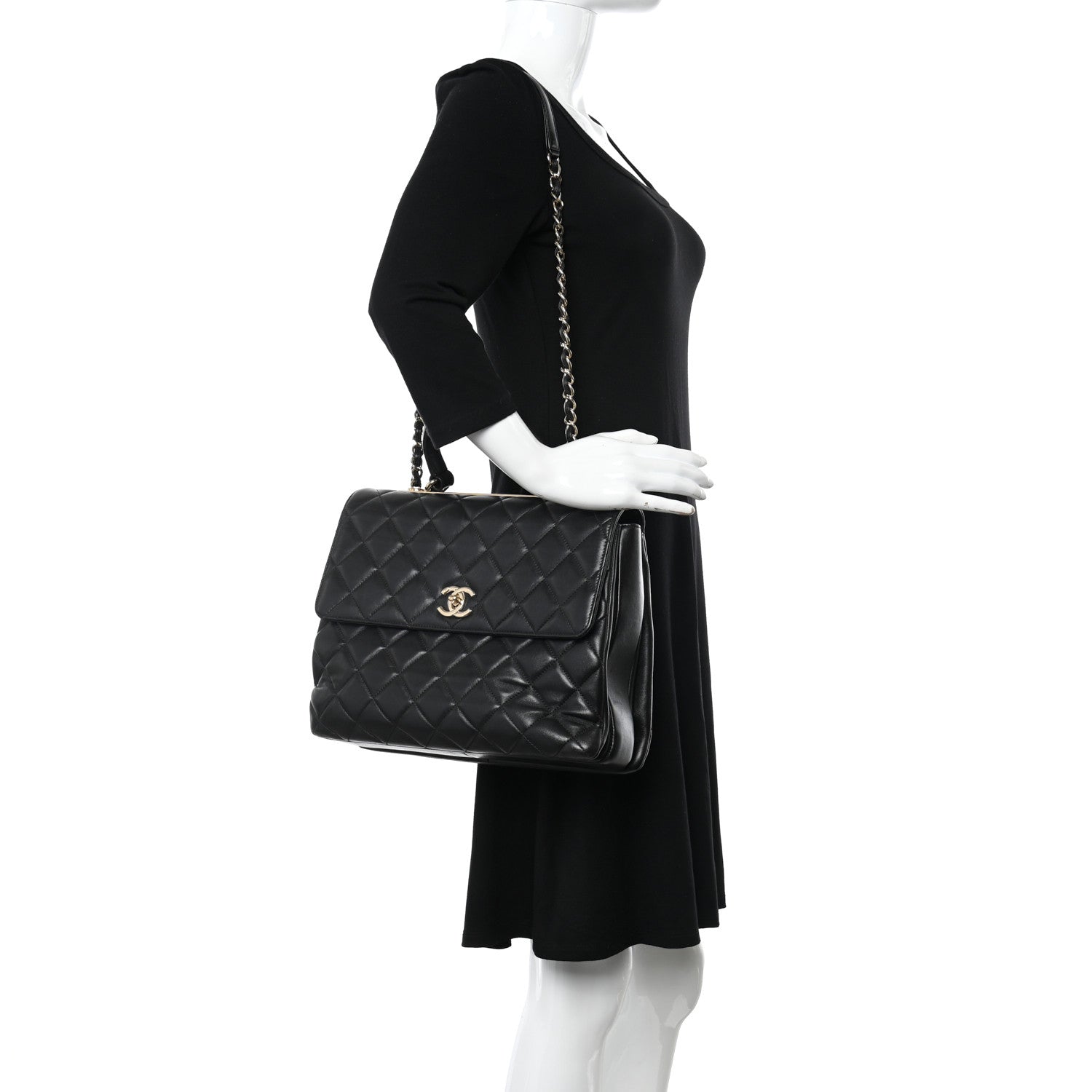 Chanel Lambskin Quilted Large Trendy CC Dual Handle Flap Bag Black 2 of 10