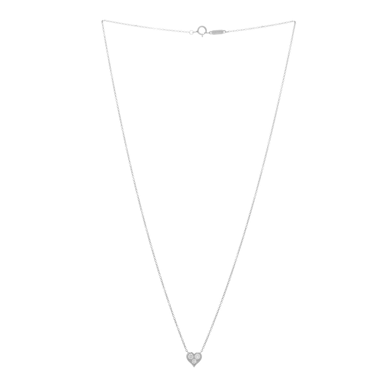 Tiffany Platinum Diamond Heart Pendant Necklace 2 of 4