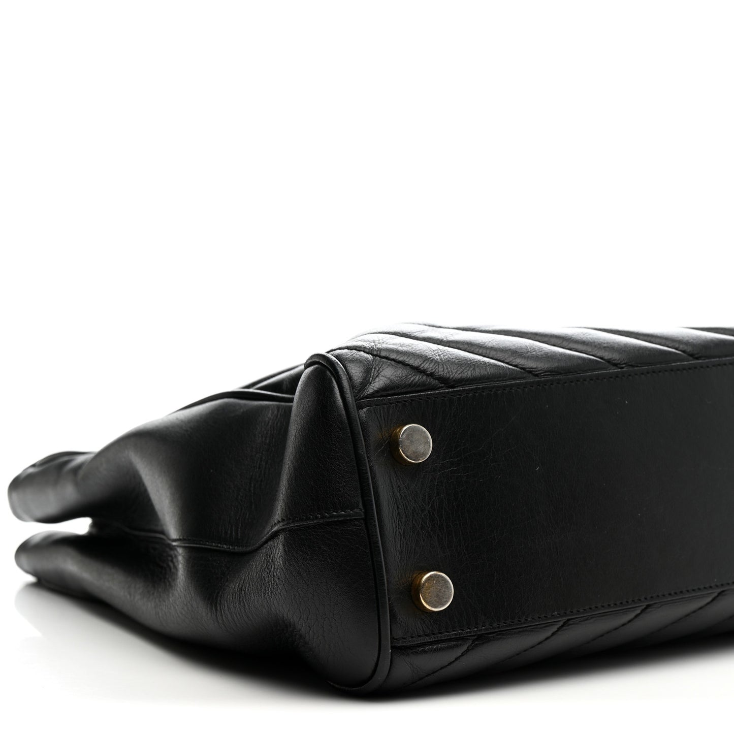Smooth Calfskin Matelasse Chevron Monogram Shopping Bag Black