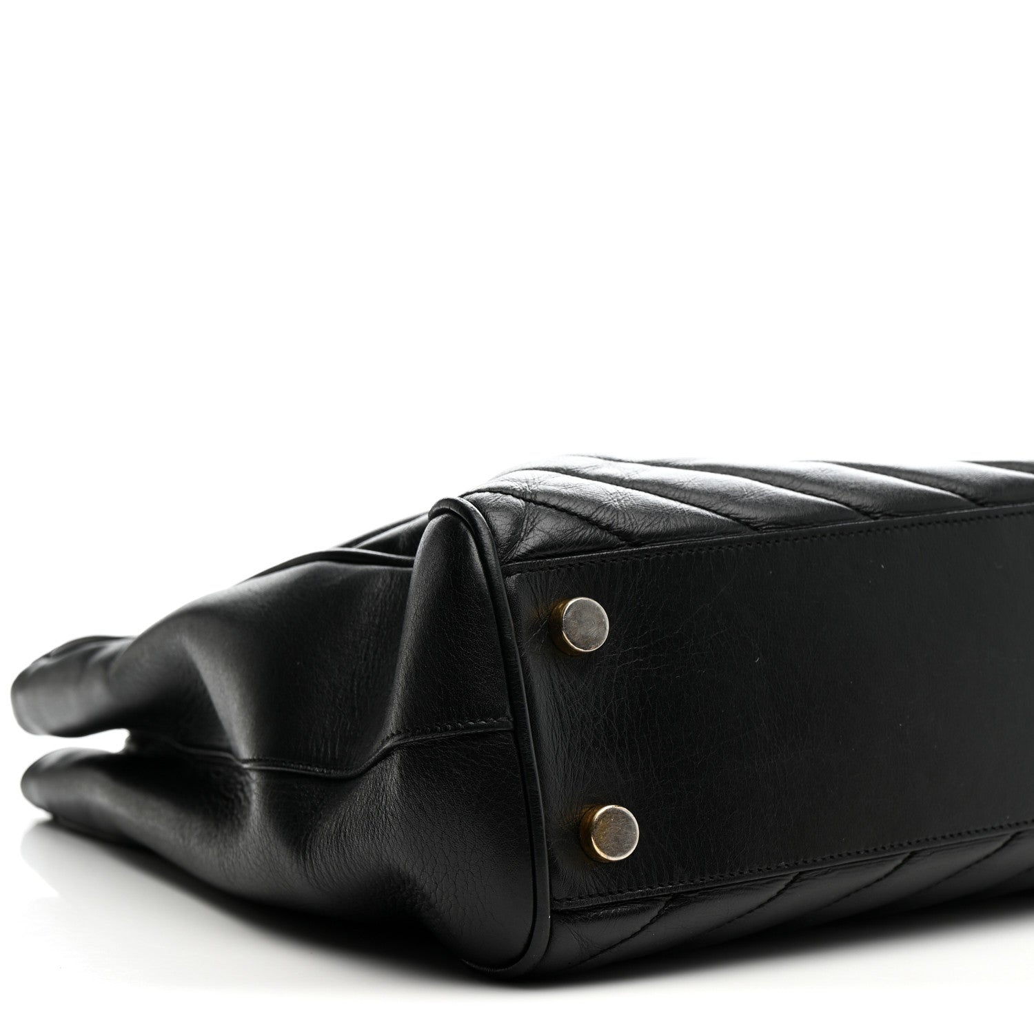 Saint Laurent Smooth Calfskin Matelasse Chevron Monogram Shopping Bag Black 12 of 14