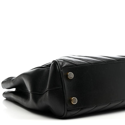 Saint Laurent Smooth Calfskin Matelasse Chevron Monogram Shopping Bag Black 12 of 14