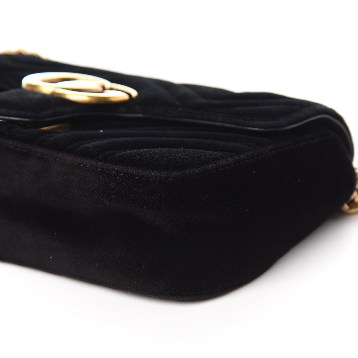 Gucci Velvet Matelasse Mini GG Marmont Shoulder Bag Black 9 of 9