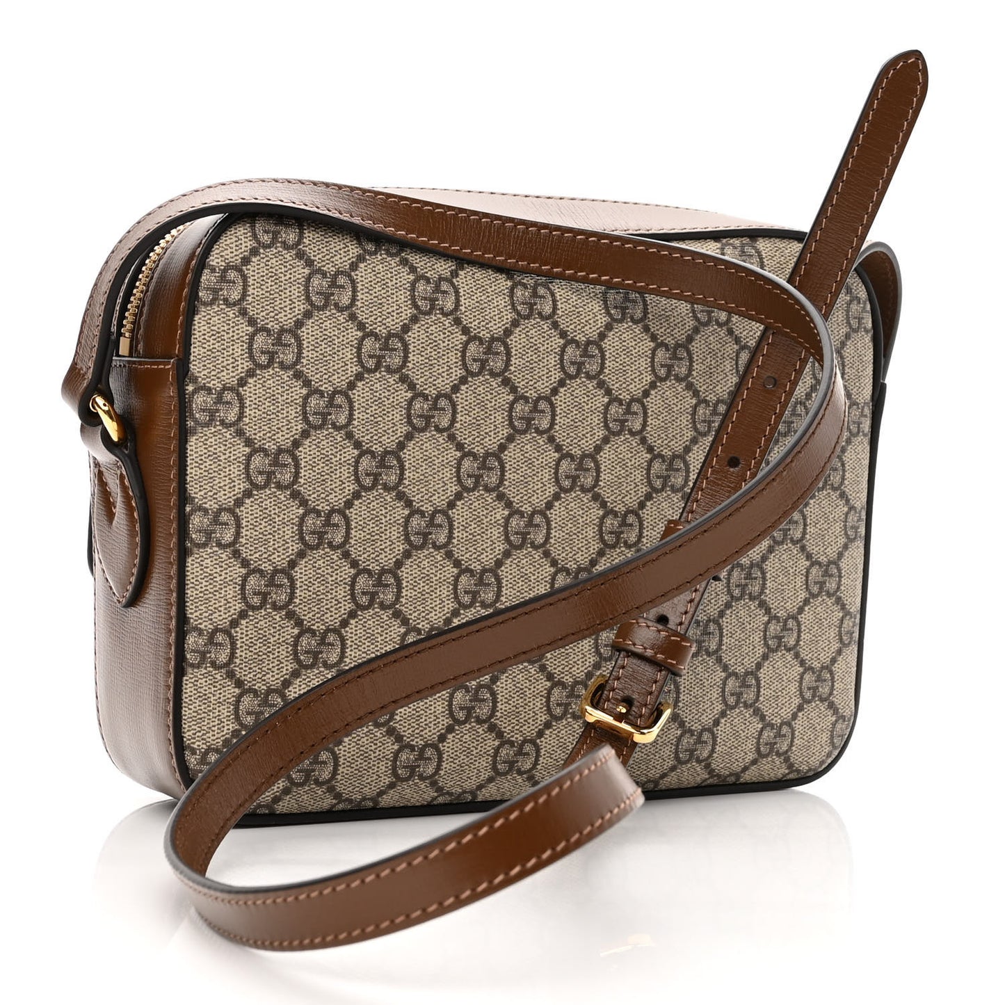 GG Supreme Monogram Small Horsebit 1955 Shoulder Bag Beige Brown Sugar