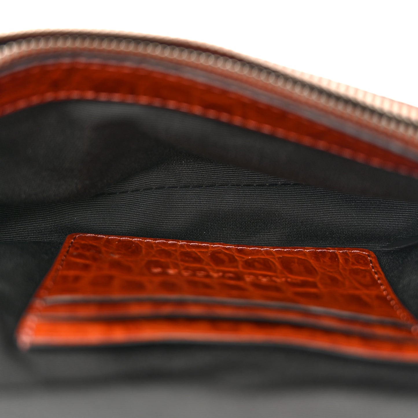 Calfskin Crocodile Embossed Mini The J Marc Shoulder Bag Spice Brown