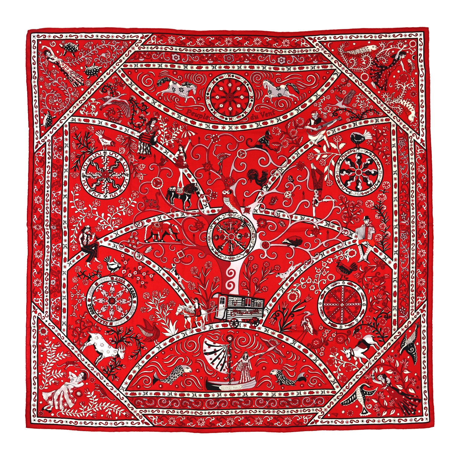 Hermes Cashmere Silk Peuple Du Vent Shawl 140 1 of 3