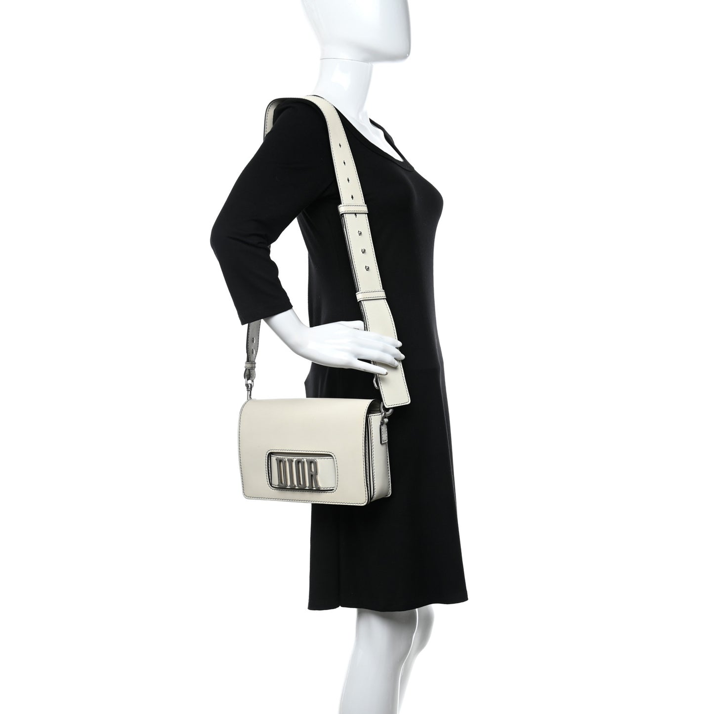 Smooth Calfskin Dio(r)evolution Flap Bag Off White