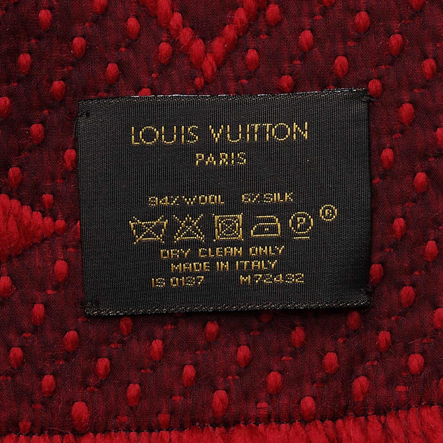 Louis Vuitton Wool Silk Logomania Scarf Rubis 4 of 5