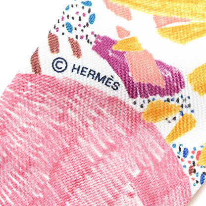 Hermes Silk Chacun Fait Son Nid Twilly Bleu Vert Jaune 2 of 4