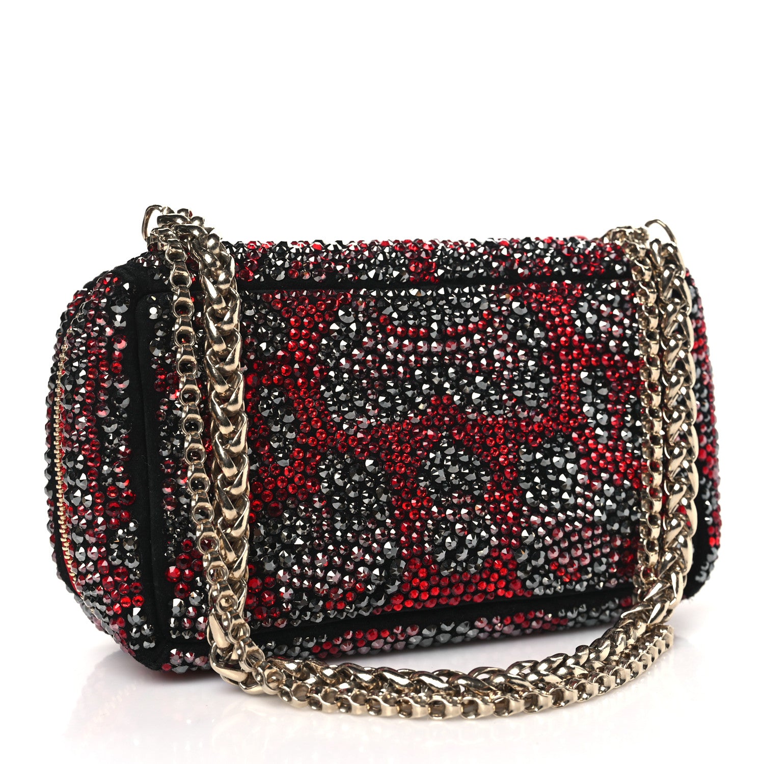Christian Louboutin Piloutin Strass Leopard Clutch Red Gun Metal 3 of 9