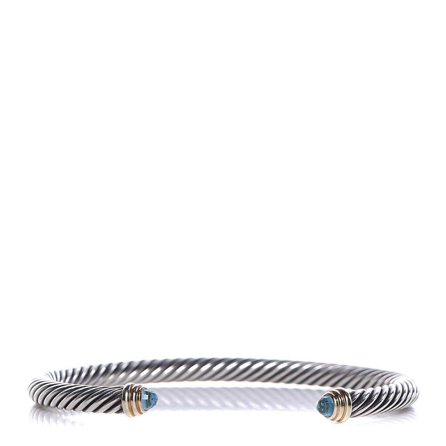 Sterling Silver 14K Yellow Gold Blue Topaz 5mm Cable Classics Petite Color Bracelet