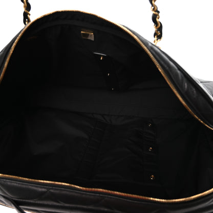 Chanel Shiny Grained Calfskin Quilted Large Travel Bowling Bag Black 4 of 9