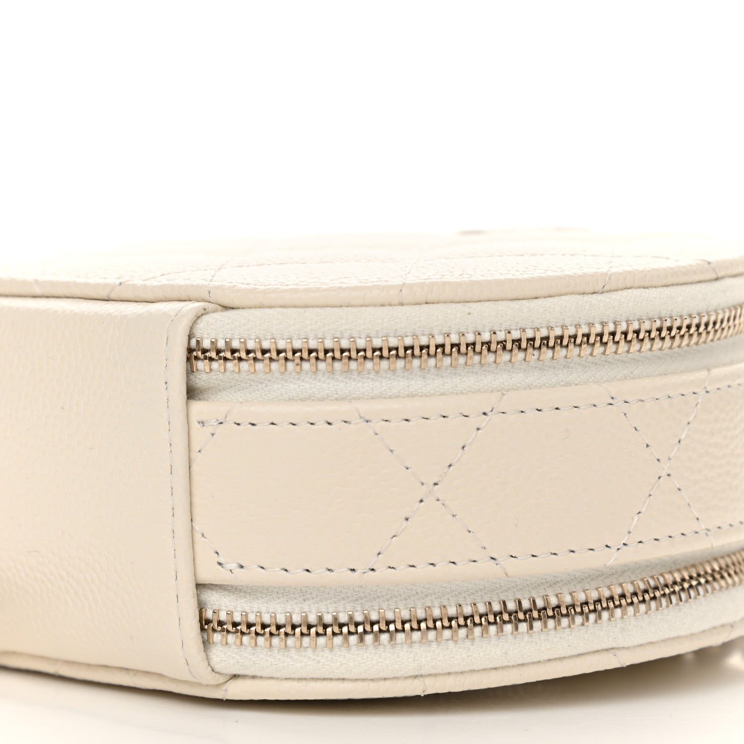 Chanel Caviar Quilted Round Handle With Care Vanity With Chain White 10 of 11