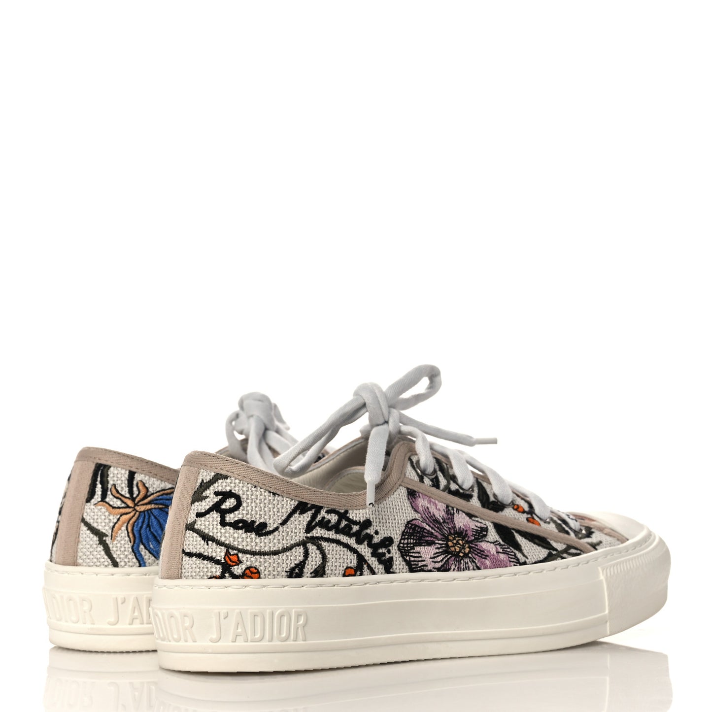 Canvas Rosa Mutabilis Embroidered Womens Walk'N'Dior Low Top Sneakers 35 Multicolor