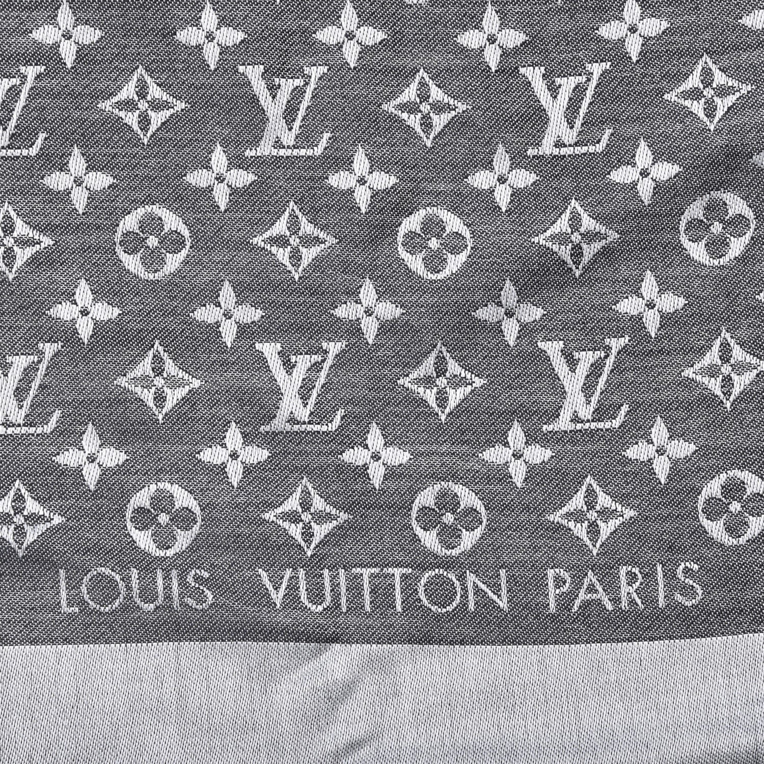 Louis Vuitton Silk Wool Monogram Denim Shawl Black 5 of 5
