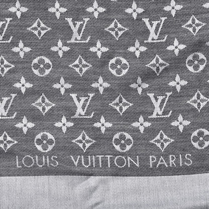 Louis Vuitton Silk Wool Monogram Denim Shawl Black 5 of 5