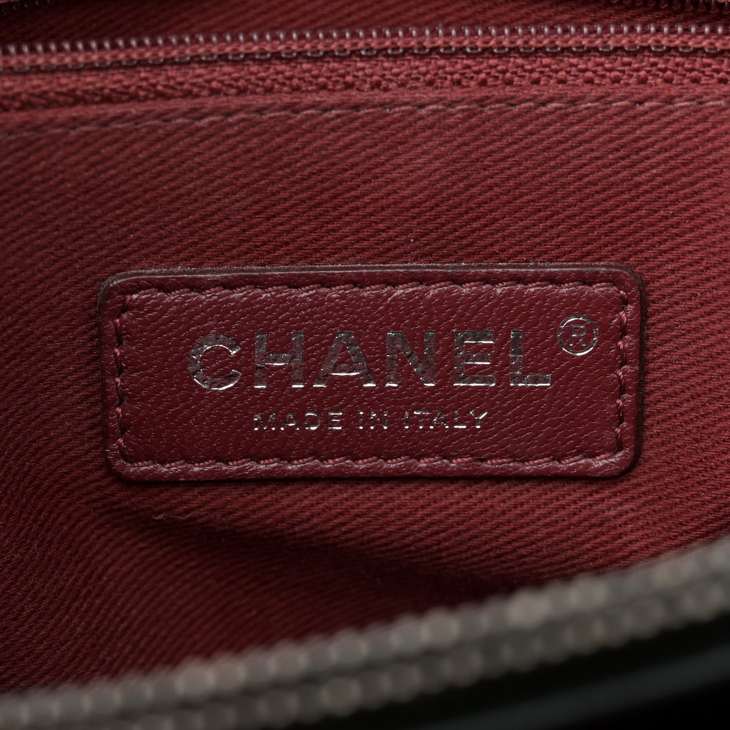 Aged Calfskin Chevron Stitched Quilted Flap Black