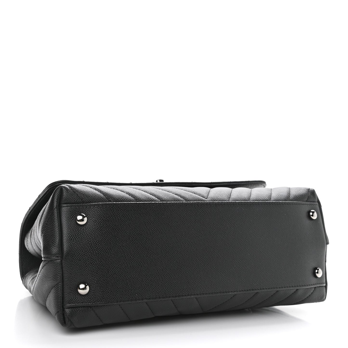 Caviar Chevron Quilted Small Coco Handle Flap Black