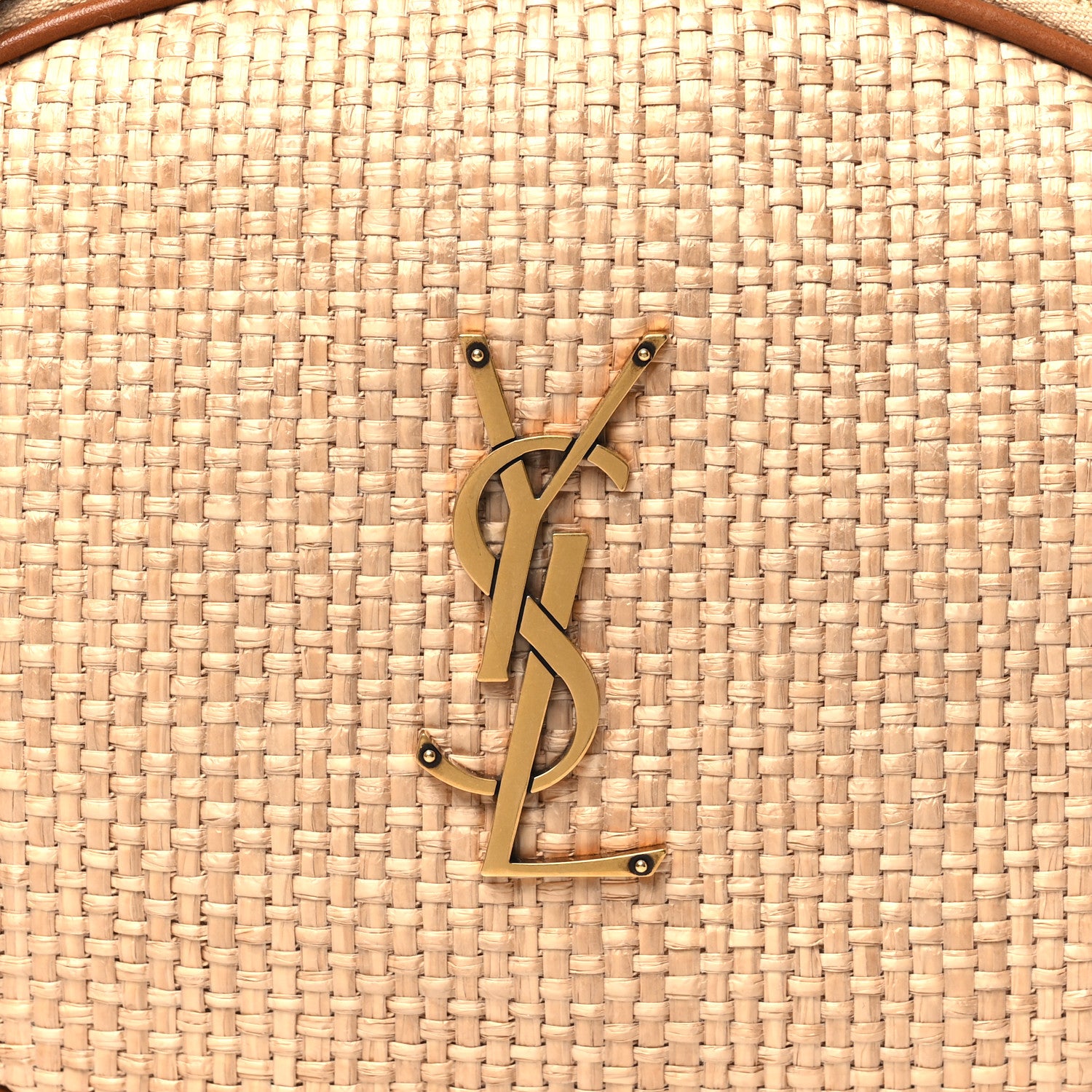 Saint Laurent Raffia Calfskin Round Camera Bag Golden Ecru Brick 8 of 10