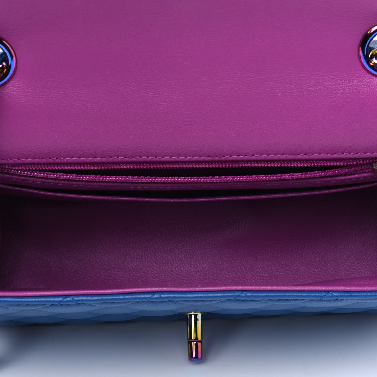 Lambskin Quilted Mini Rectangular Flap Blue Purple