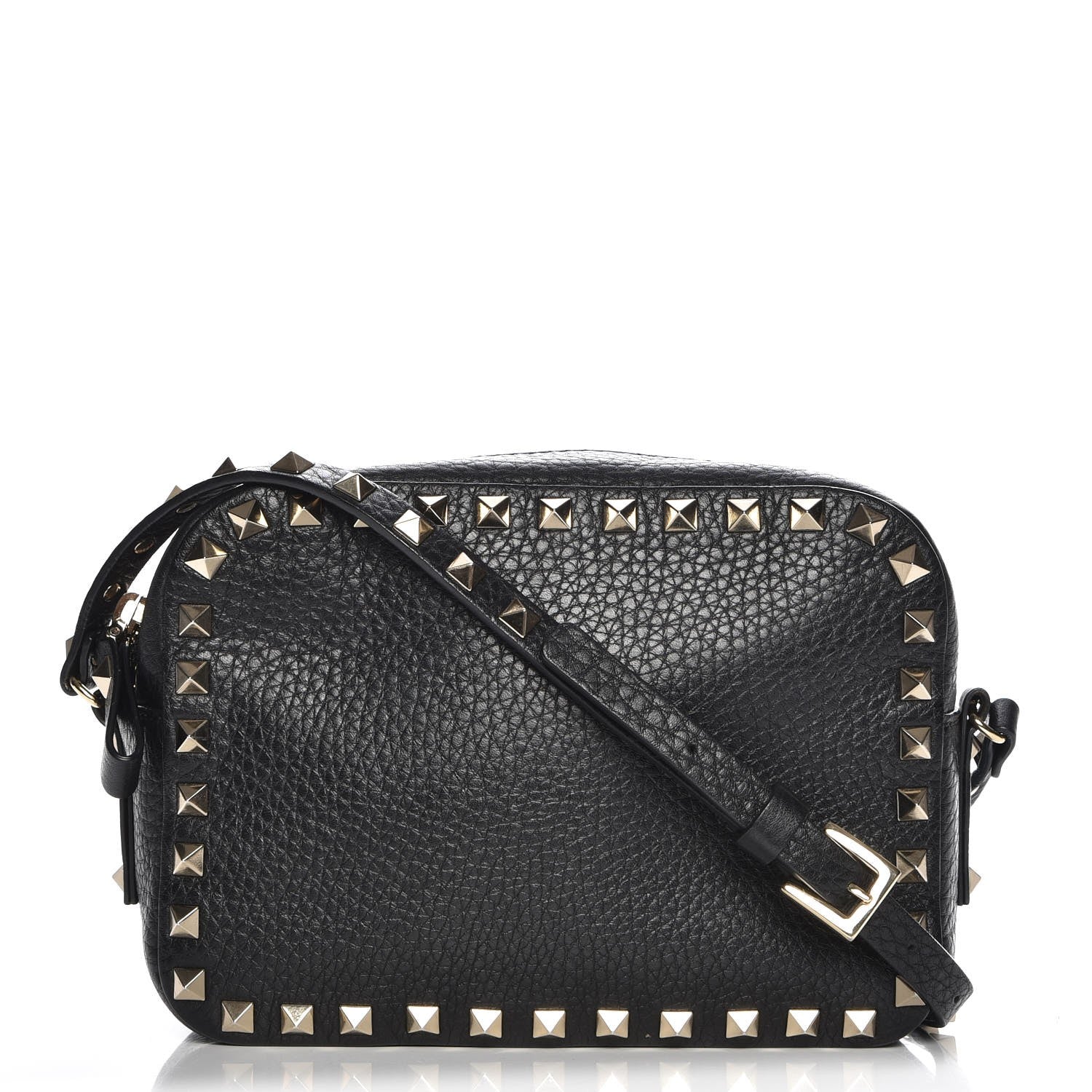 Valentino Garavani Grained Calfskin Rockstud Camera Crossbody Bag Black 1 of 6