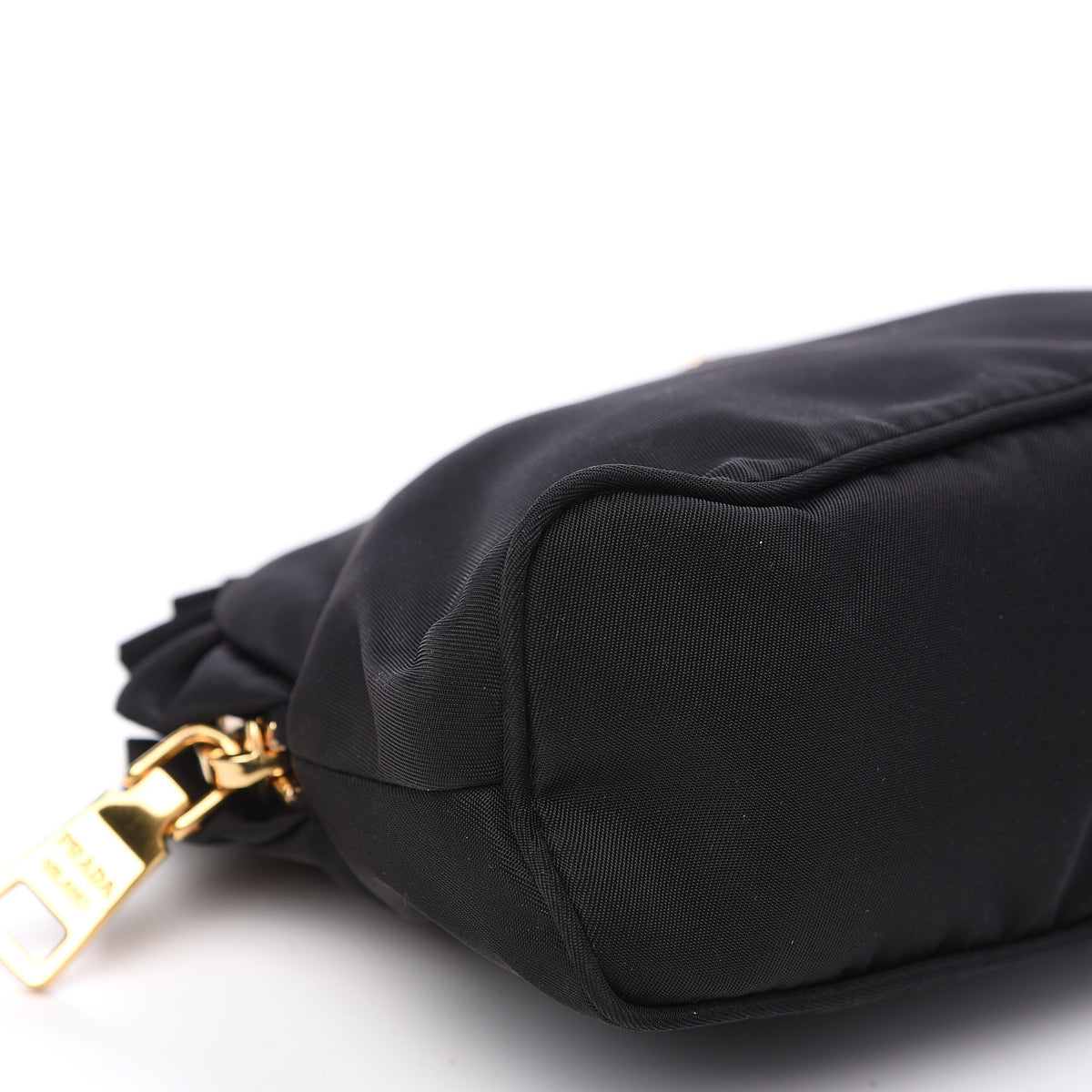 Prada Nylon Ruffle Cosmetic Pouch Black 7 of 9