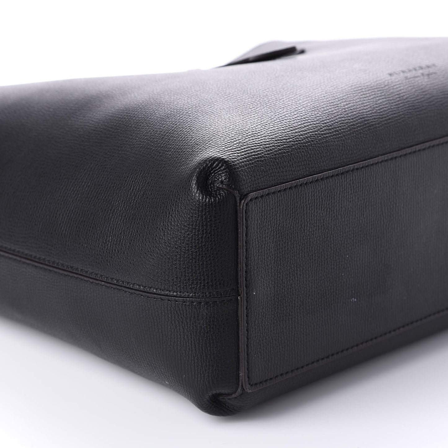 Grainy Calfskin Haymarket Check Medium Reversible Tote Black