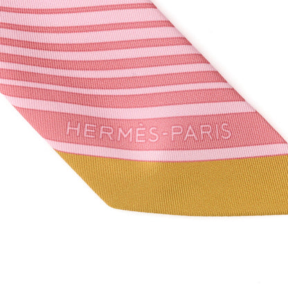 Hermes Silk Ex-Libris Twilly Rose Pale Vert Ocre 2 of 4