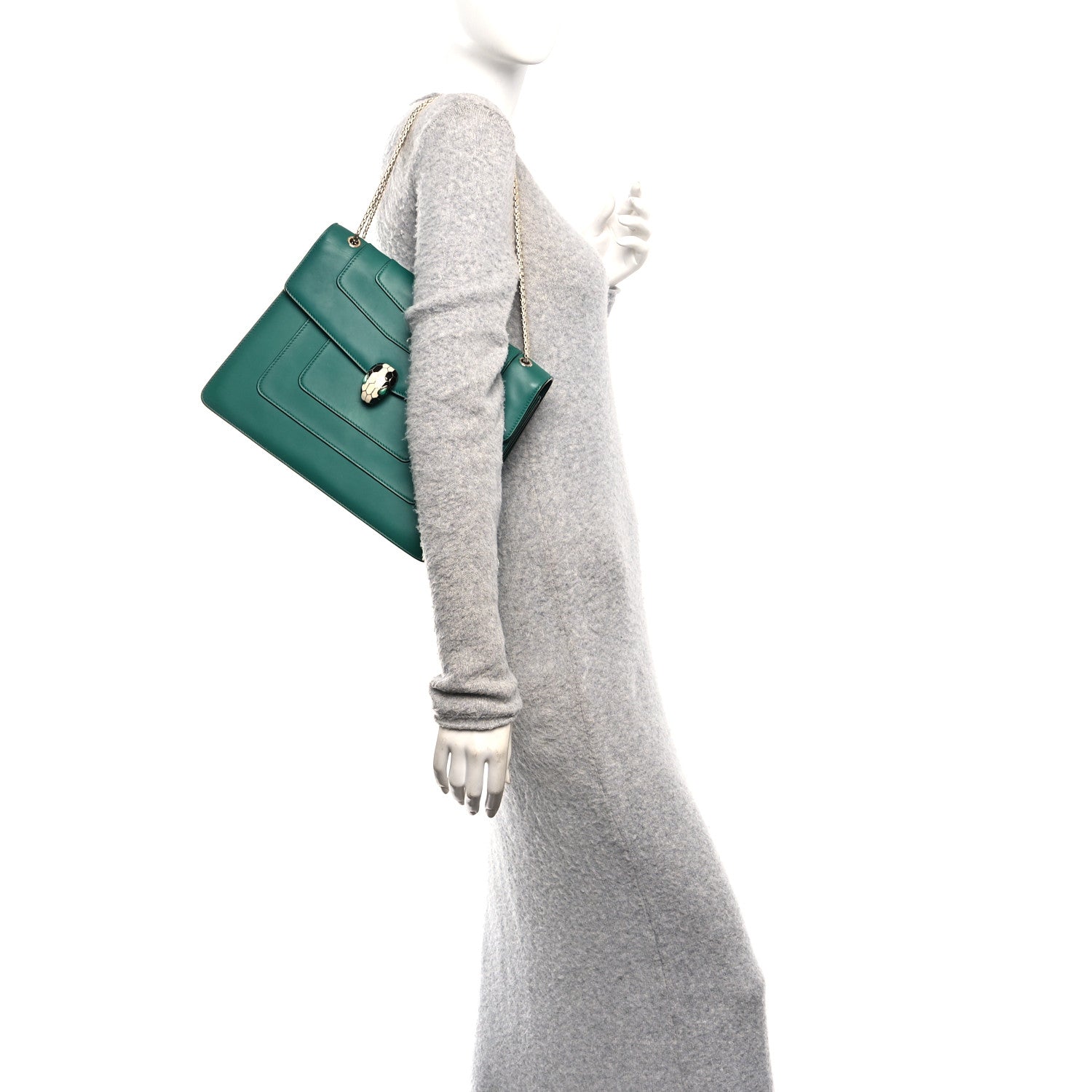 Bulgari Calfskin Serpenti Forever Medium Shoulder Bag Emerald Green 2 of 14