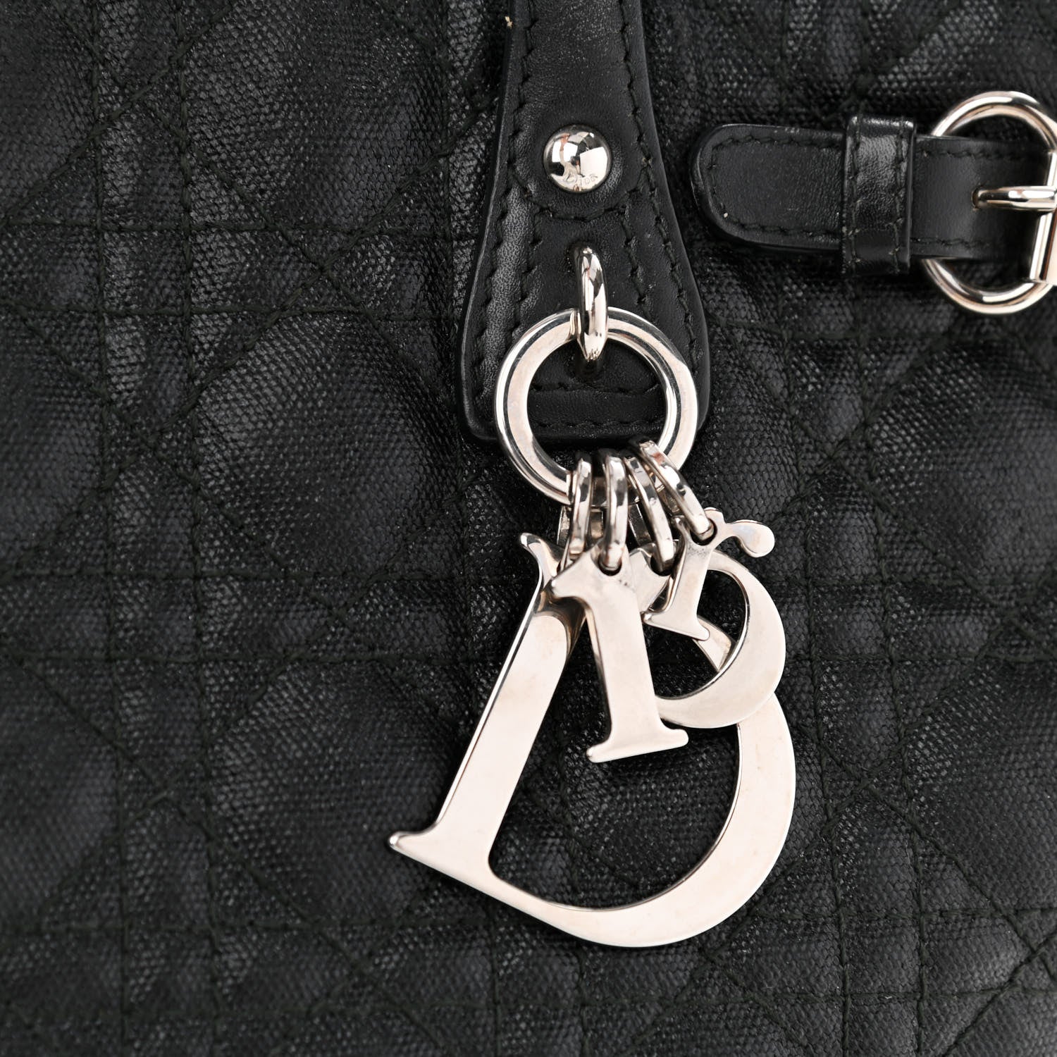 Christian Dior Coated Canvas Cannage Small Panarea Tote Black 8 of 15