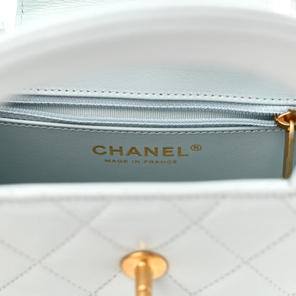 Chanel Shiny Aged Calfskin Quilted Nano Kelly Shopper Light Blue 6 of 12