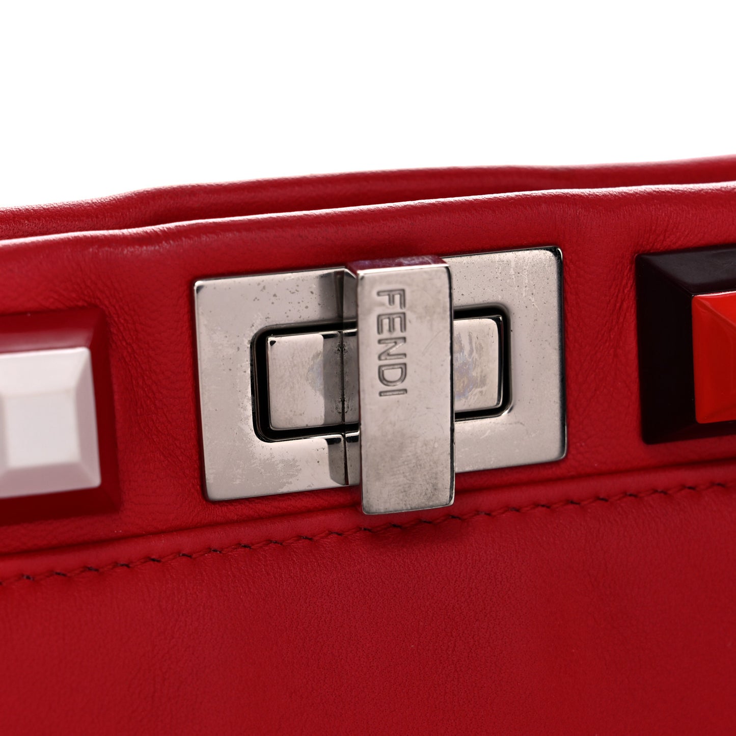 Nappa Studded Mini Peekaboo Iconic Satchel Fiamma Multicolor