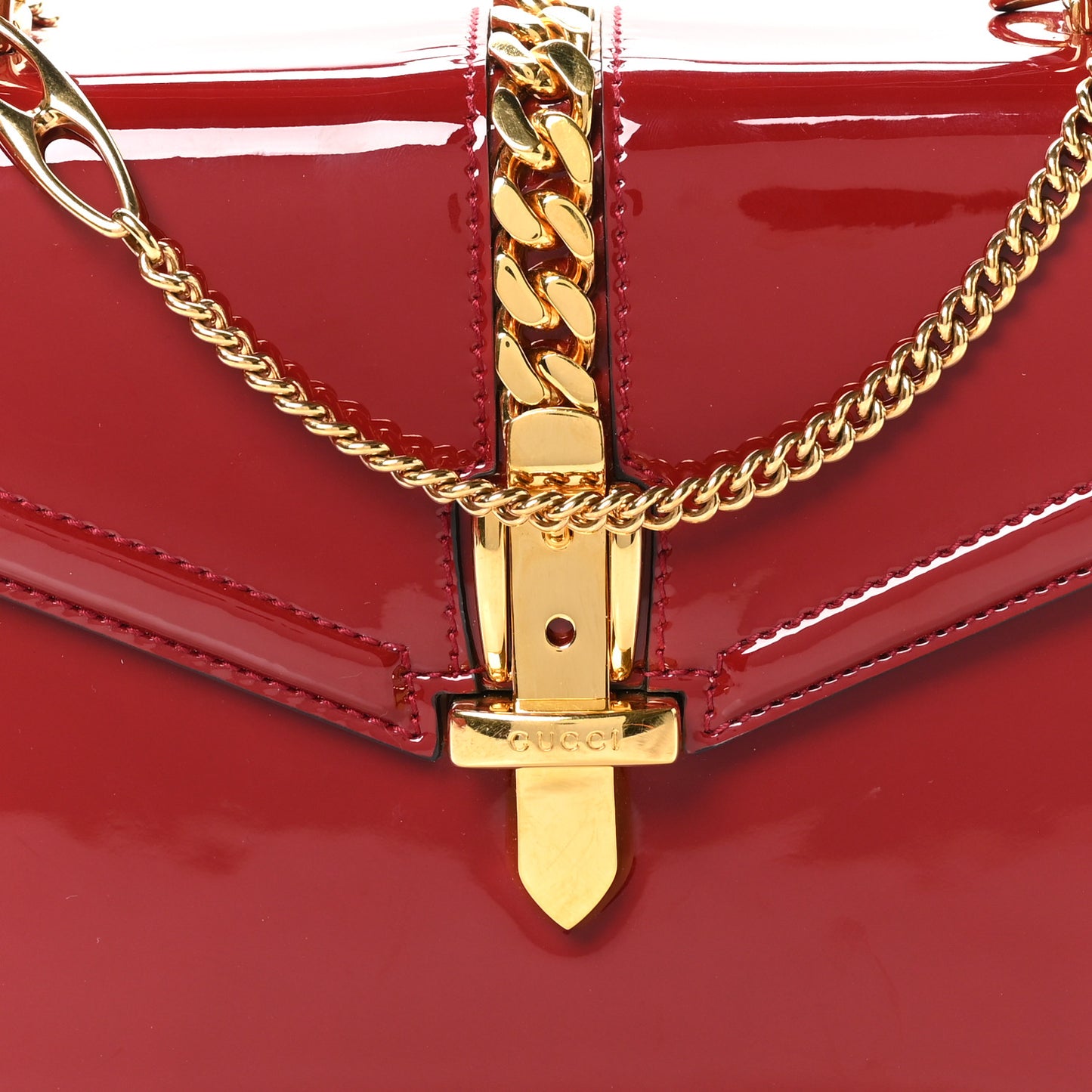 Mousse Top Patent Mini Sylvie 1969 Top Handle Bag New Cherry Red