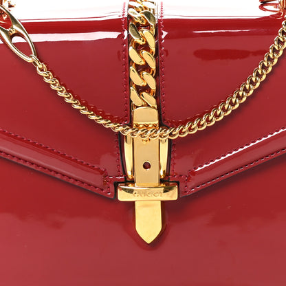 Gucci Mousse Top Patent Mini Sylvie 1969 Top Handle Bag New Cherry Red 8 of 10