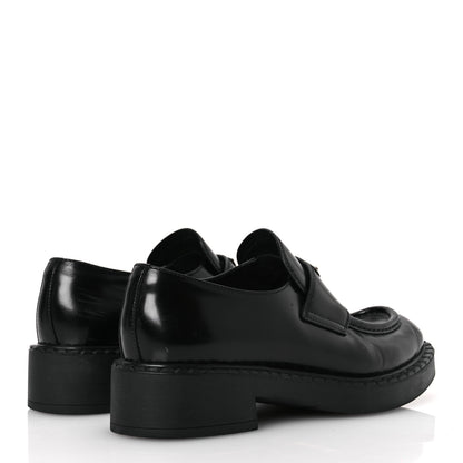 Prada Spazzolato Metal Triangle Logo 50mm Loafers 38 Black 5 of 15