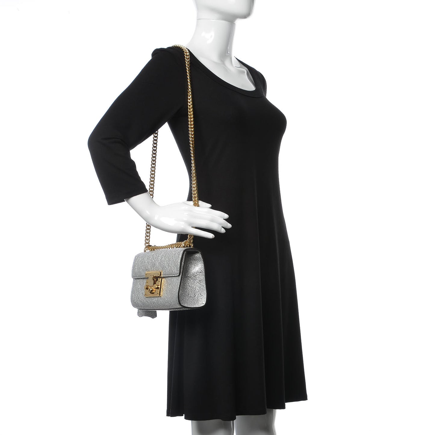 Galassia Small Padlock Shoulder Bag Argento