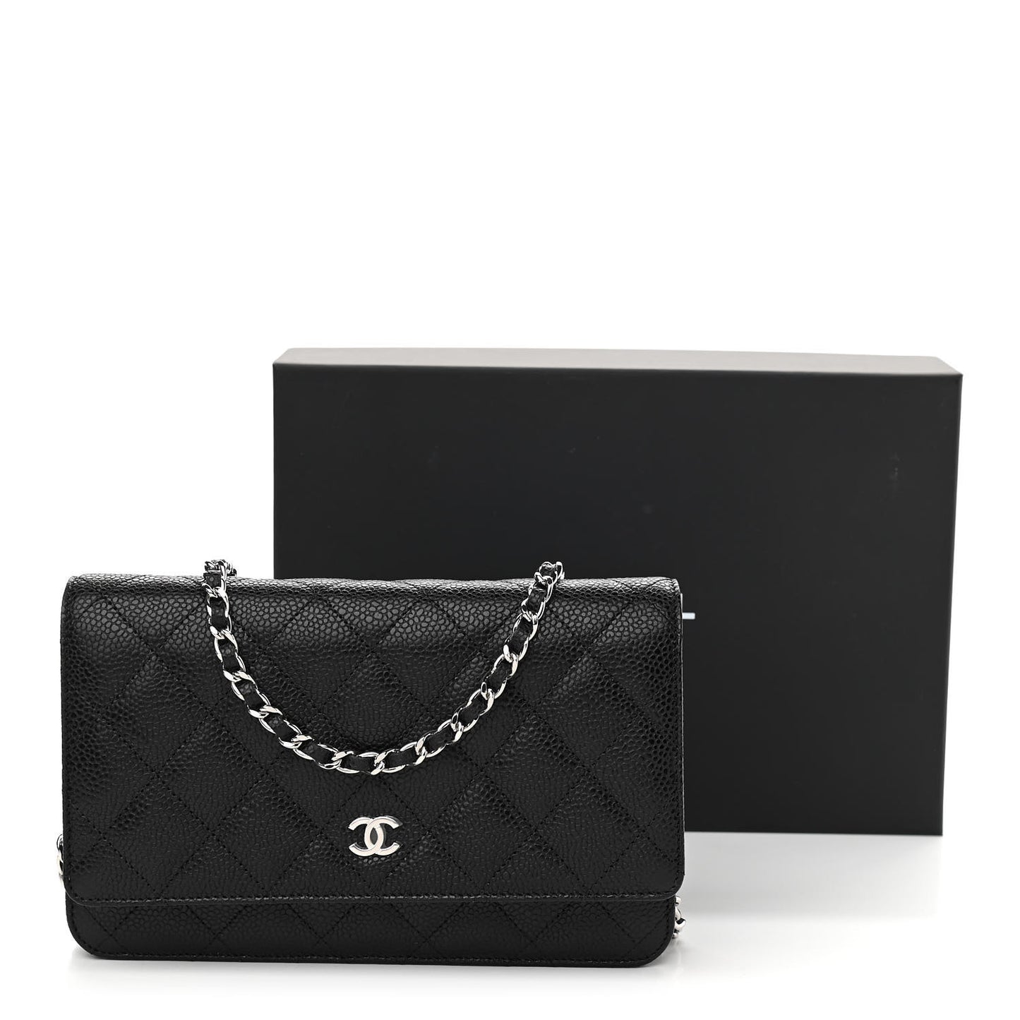 Caviar Quilted Wallet On Chain WOC Black