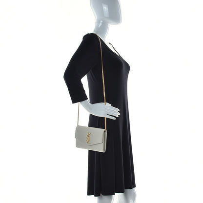 Saint Laurent Grain De Poudre Monogram Uptown Chain Wallet Crema Soft 2 of 14