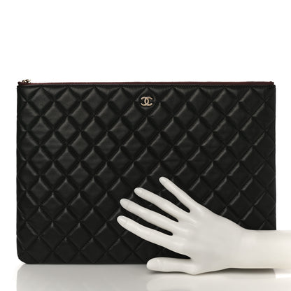 Chanel Lambskin Quilted Large Cosmetic Case Black 2 of 11