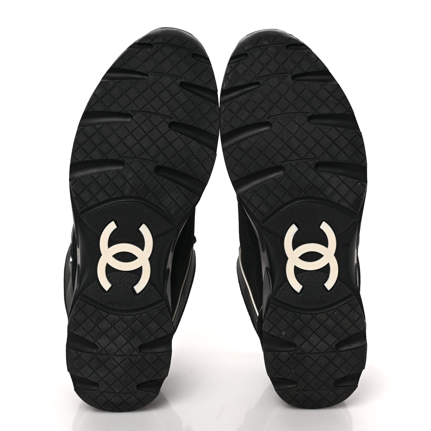 Chanel Toile Suede Calfskin CC Sneakers 40 Black White 5 of 8