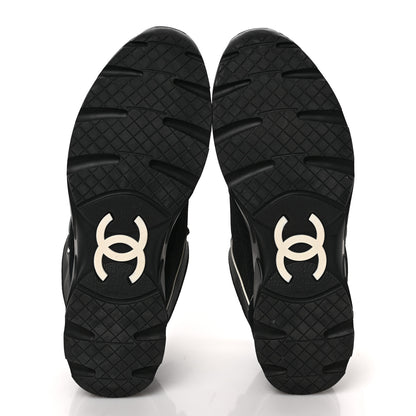 Chanel Toile Suede Calfskin CC Sneakers 40 Black White 5 of 8