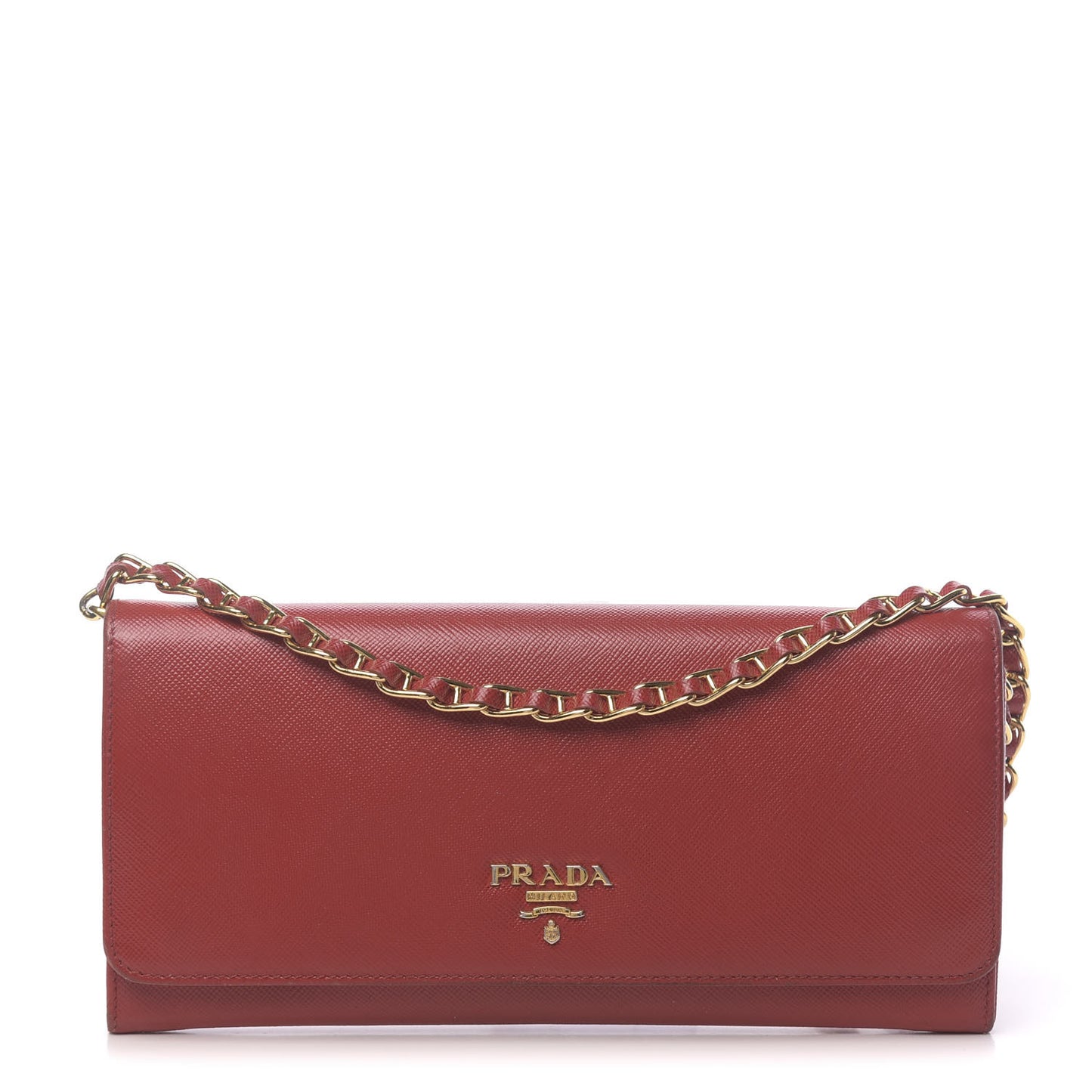 Saffiano Metal Oro Chain Wallet Fuoco