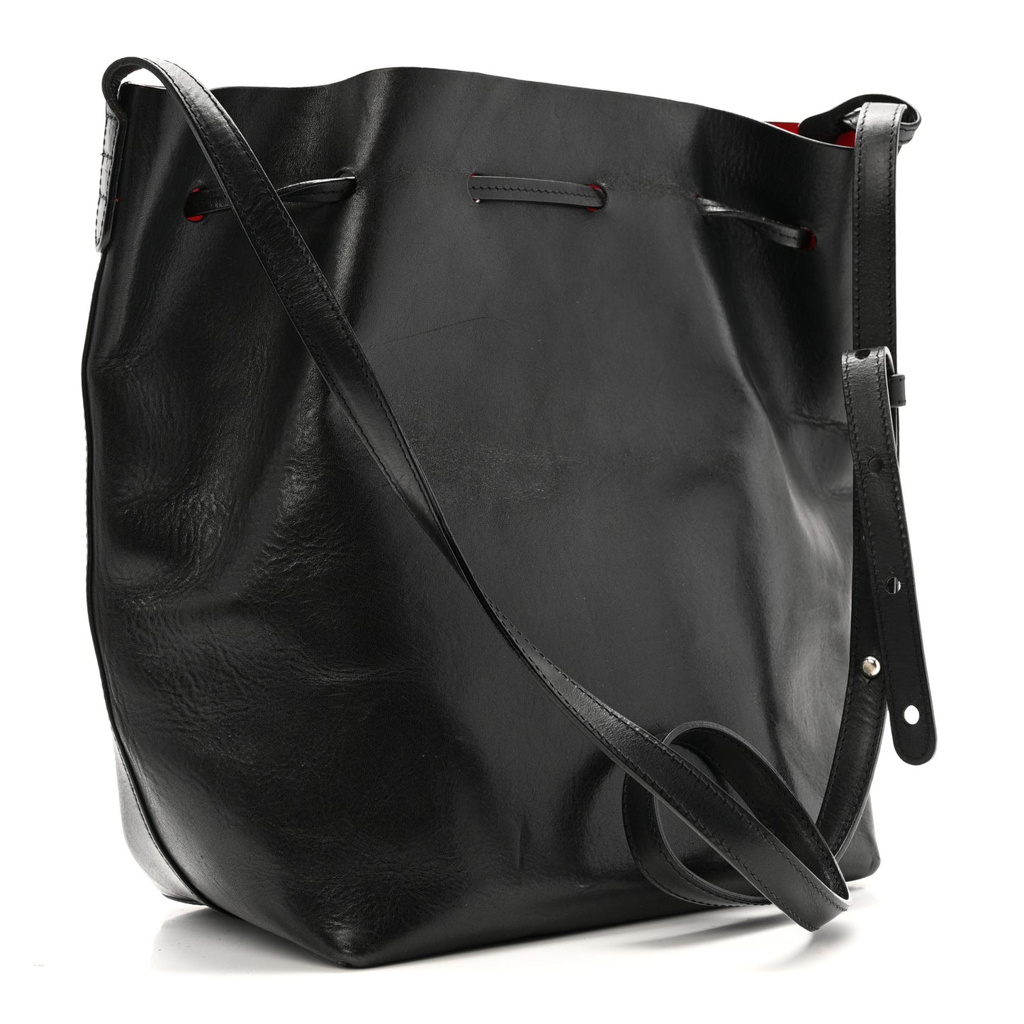 Vegetable Tanned Calfskin Bucket Bag Black Flamma