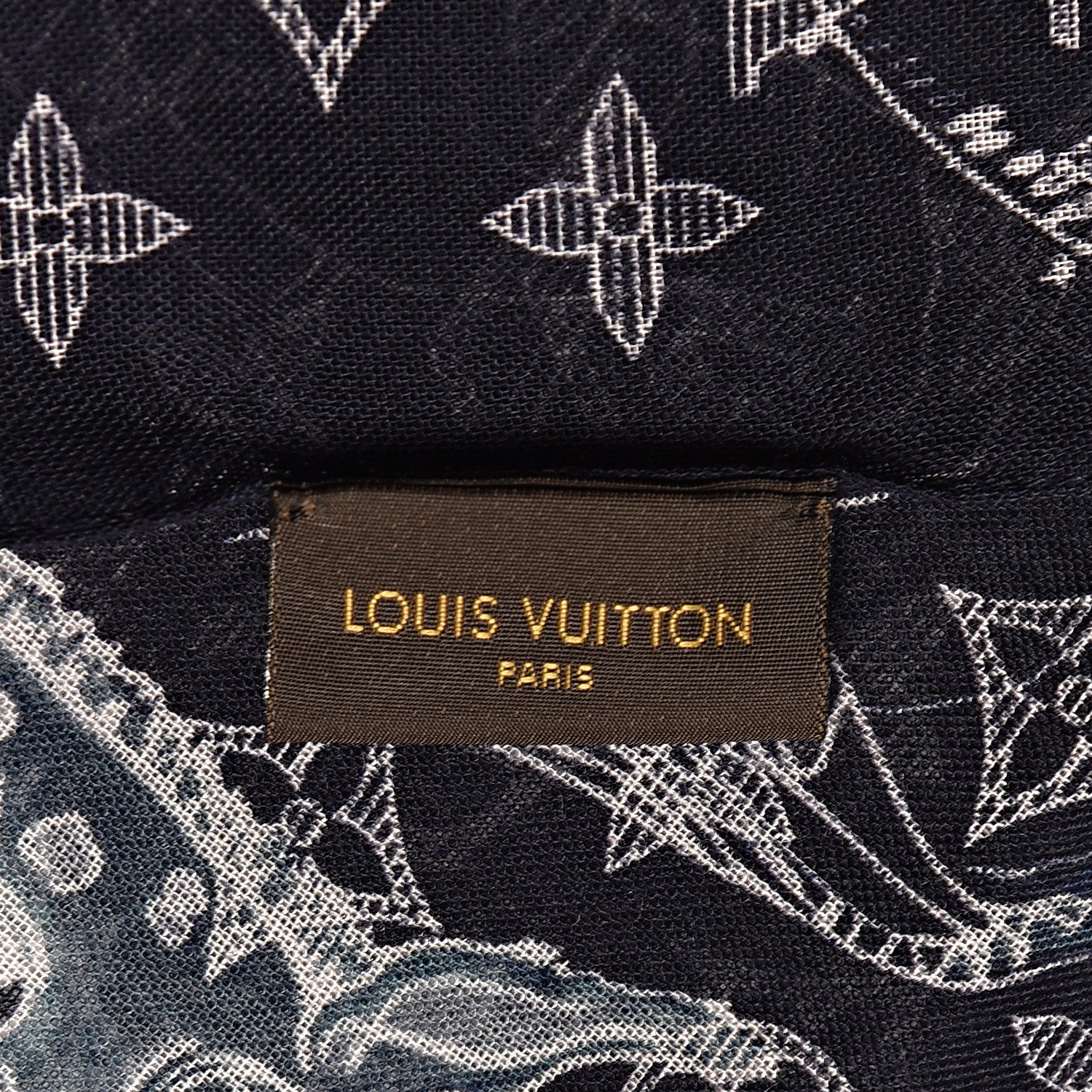 Louis Vuitton Cashmere Silk Chapman Brothers Stole Blue 4 of 4