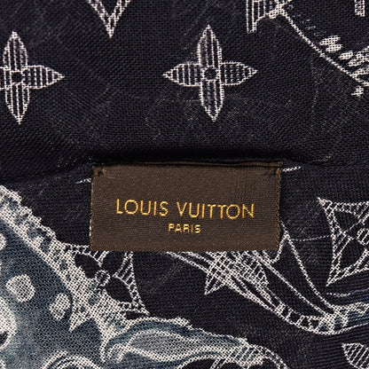 Louis Vuitton Cashmere Silk Chapman Brothers Stole Blue 4 of 4