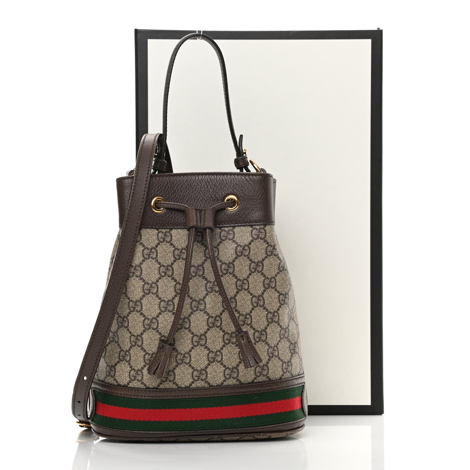 Gucci GG Supreme Monogram Web Small Ophidia Bucket Bag Brown 16 of 16