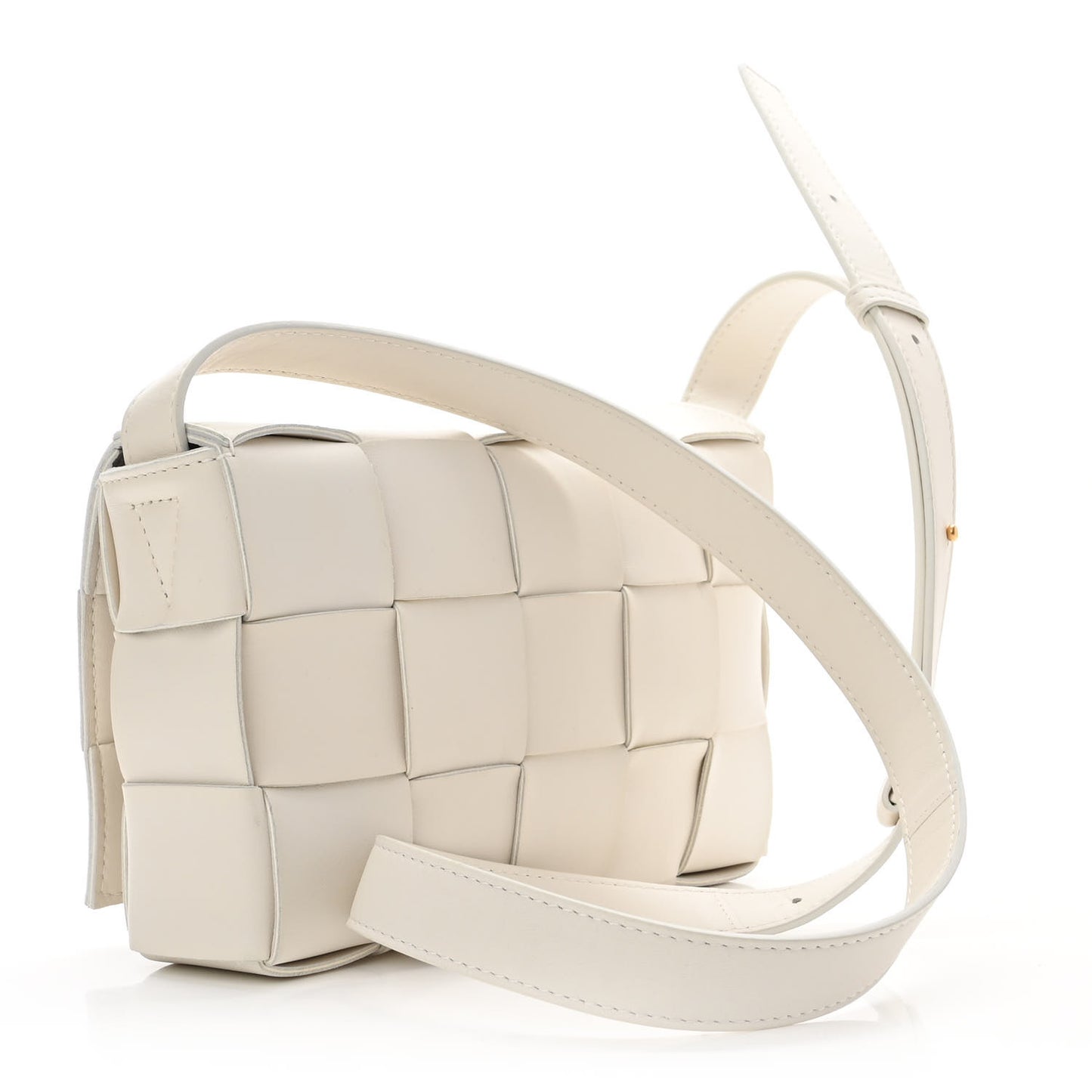 Lambskin Maxi Intrecciato Cassette Crossbody Bag White