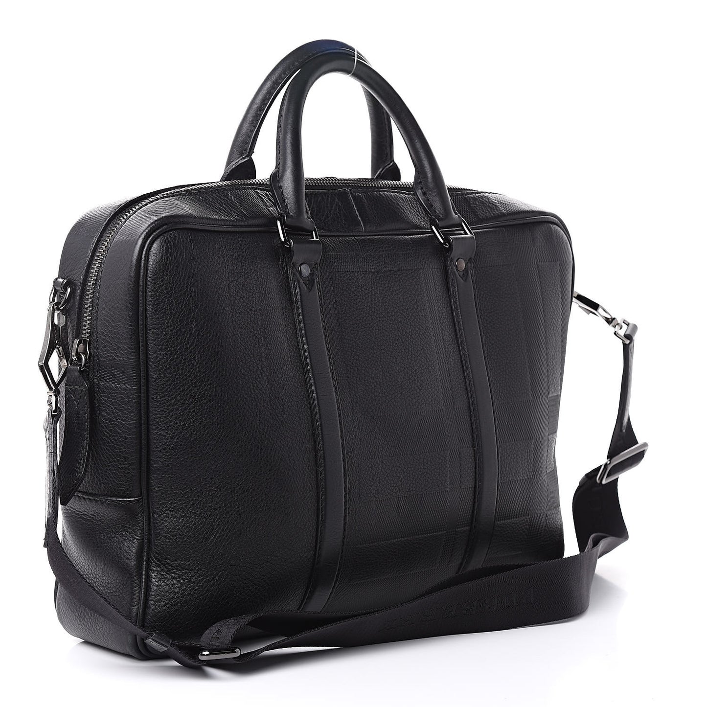 Heritage Grain Check Embossed Briefcase Black